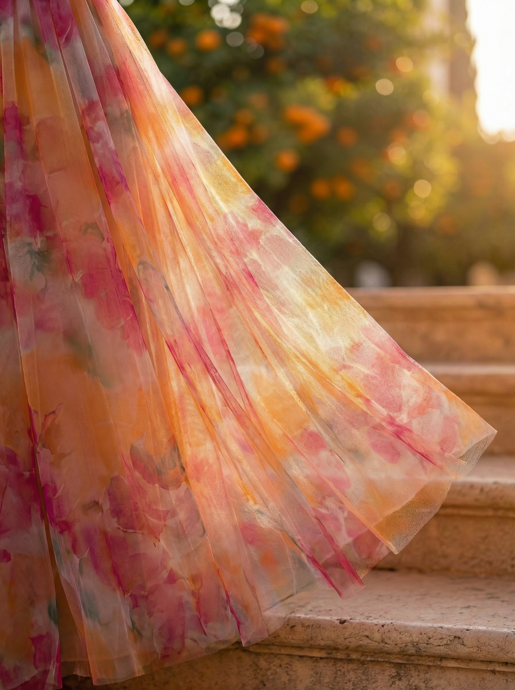Aude | Robe Longue à Fines Bretelles et Imprimé Aquarelle
