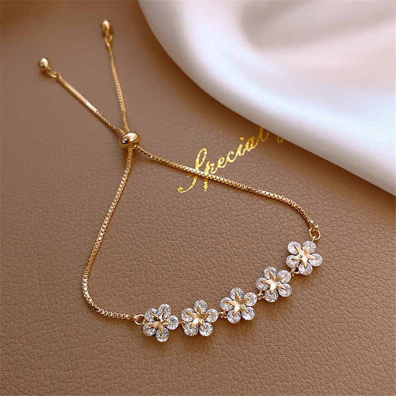 Lydie | Bracelet Marguerites en Cristal Doré
