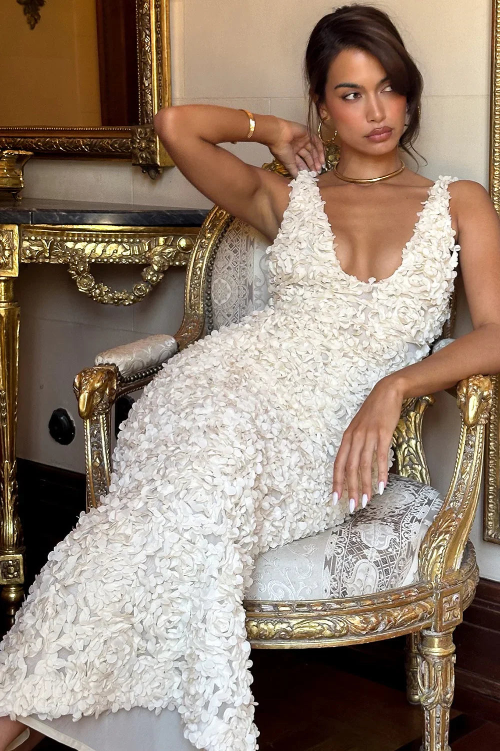 Océane | Robe Maxi Luxueuse avec Roses 3D