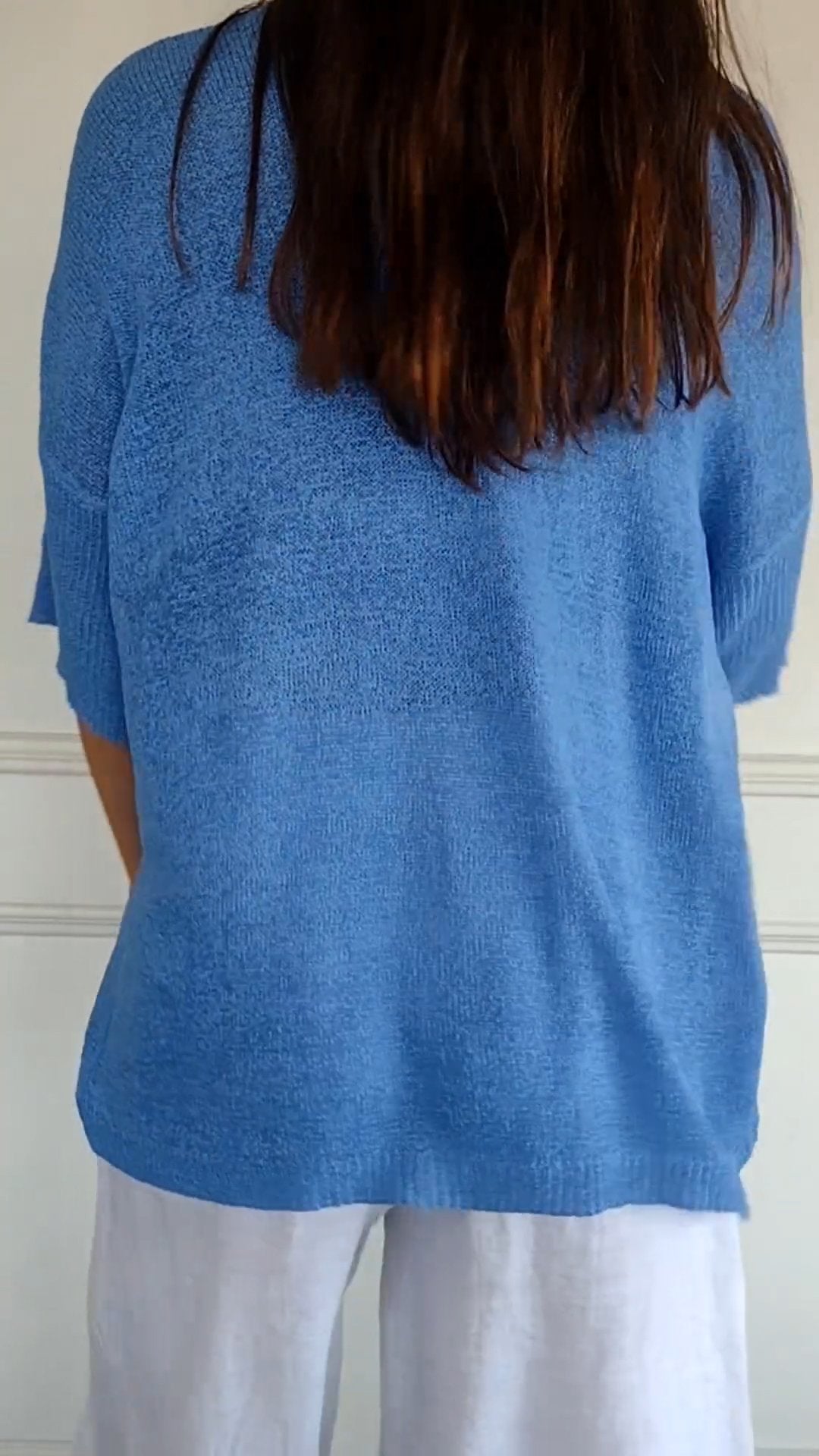 Anaïs | Top en Maille Fine à Col V et Manches Trois-Quarts