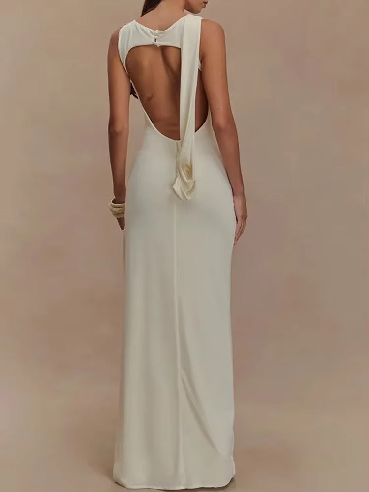 Grace | Robe Longue de Soirée avec Dos Nu et Fente Haute