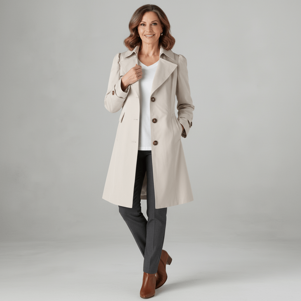 Delphine | Trench-Coat Classique en Coton Mélangé