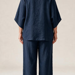 Ensemble Clarisse vu de dos, tunique ample à manches chauve-souris et pantalon large
