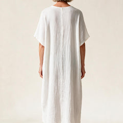 Robe longue Hortense vue de dos, dos uni sans fermeture