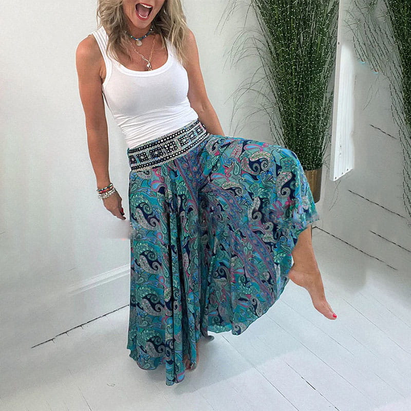 Régine | Pantalon Large à Imprimé Cachemire