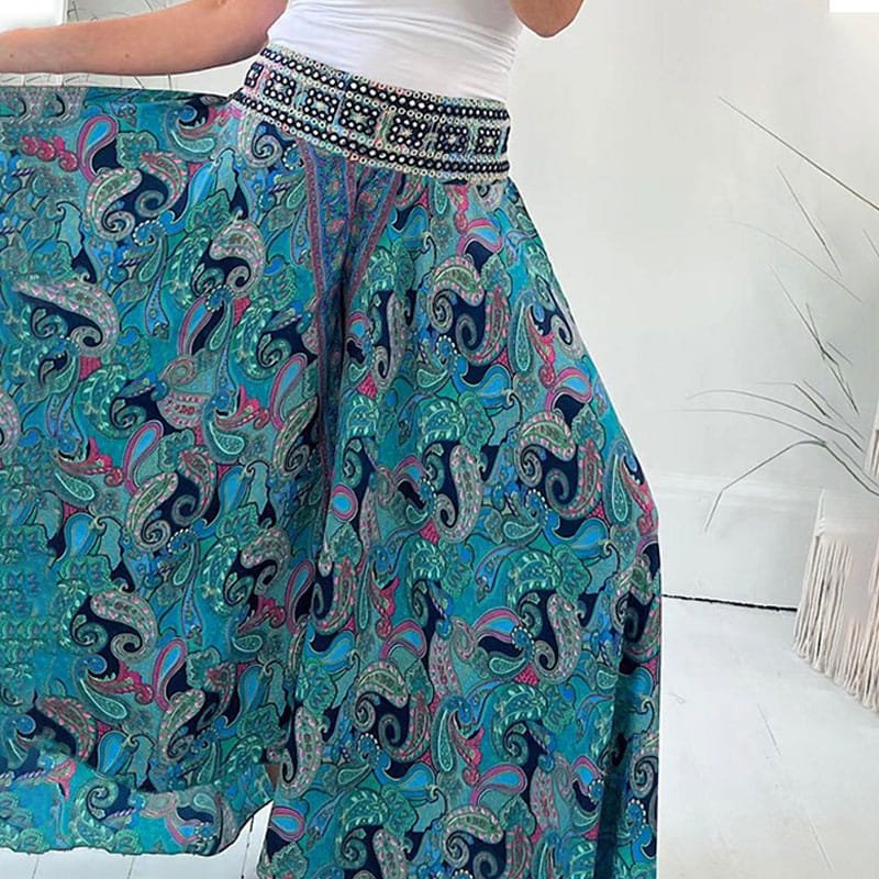 Régine | Pantalon Large à Imprimé Cachemire