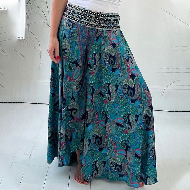Régine | Pantalon Large à Imprimé Cachemire