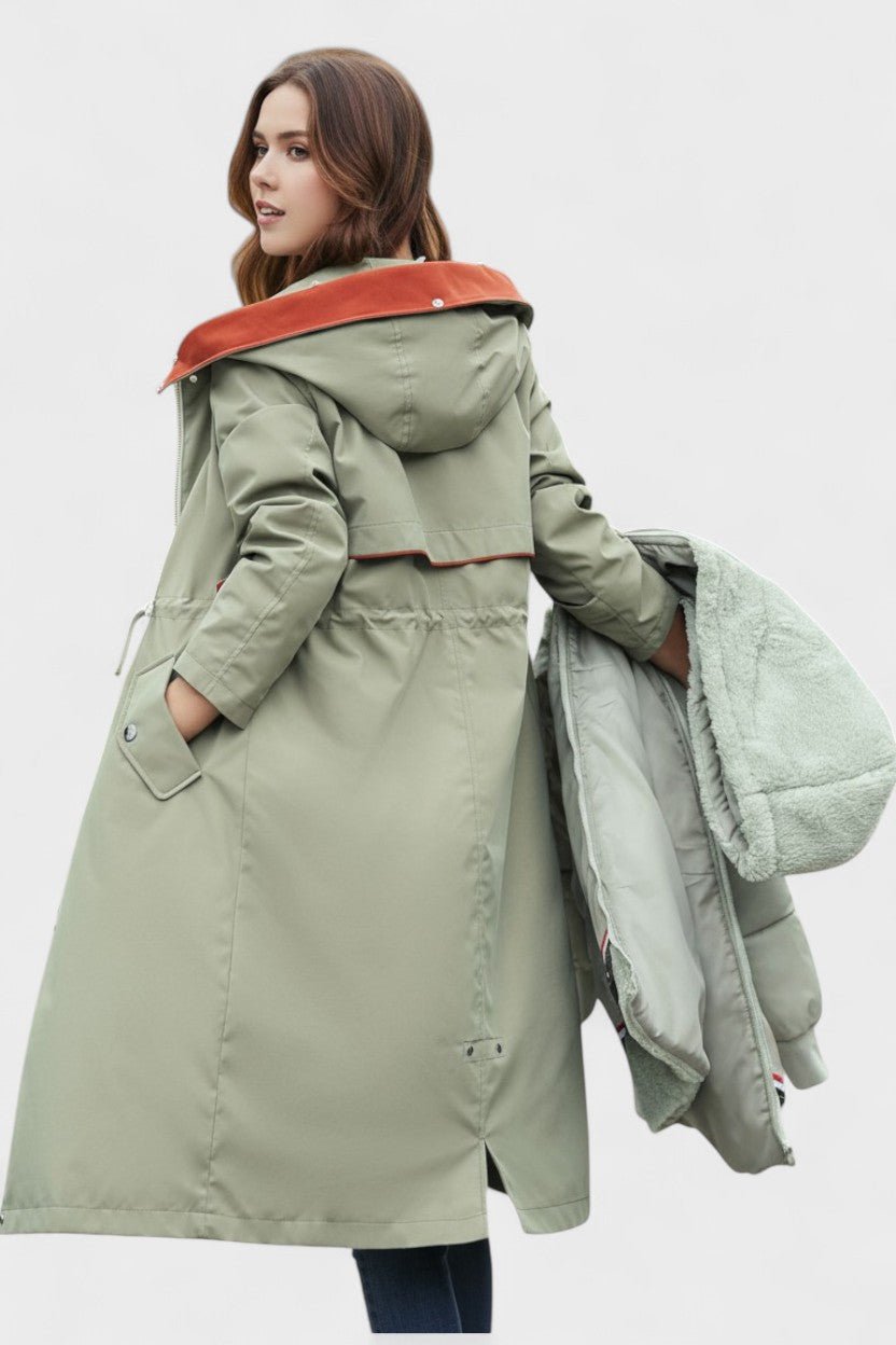 Bérénice | Manteau Long à Capuche Déperlant