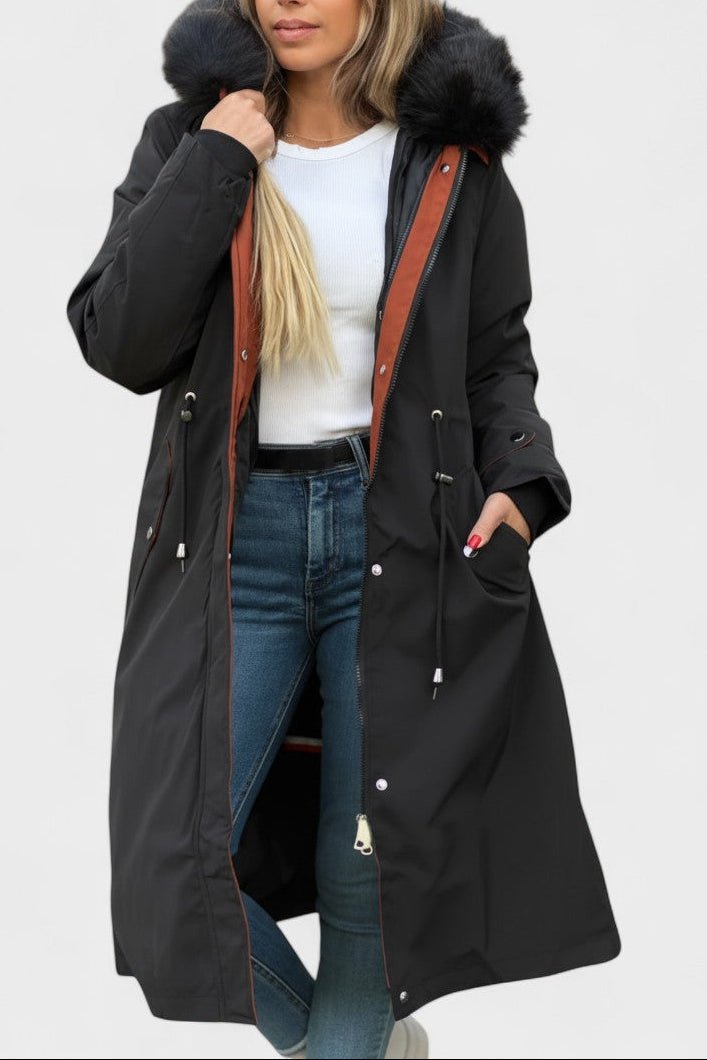 Bérénice | Manteau Long à Capuche Déperlant