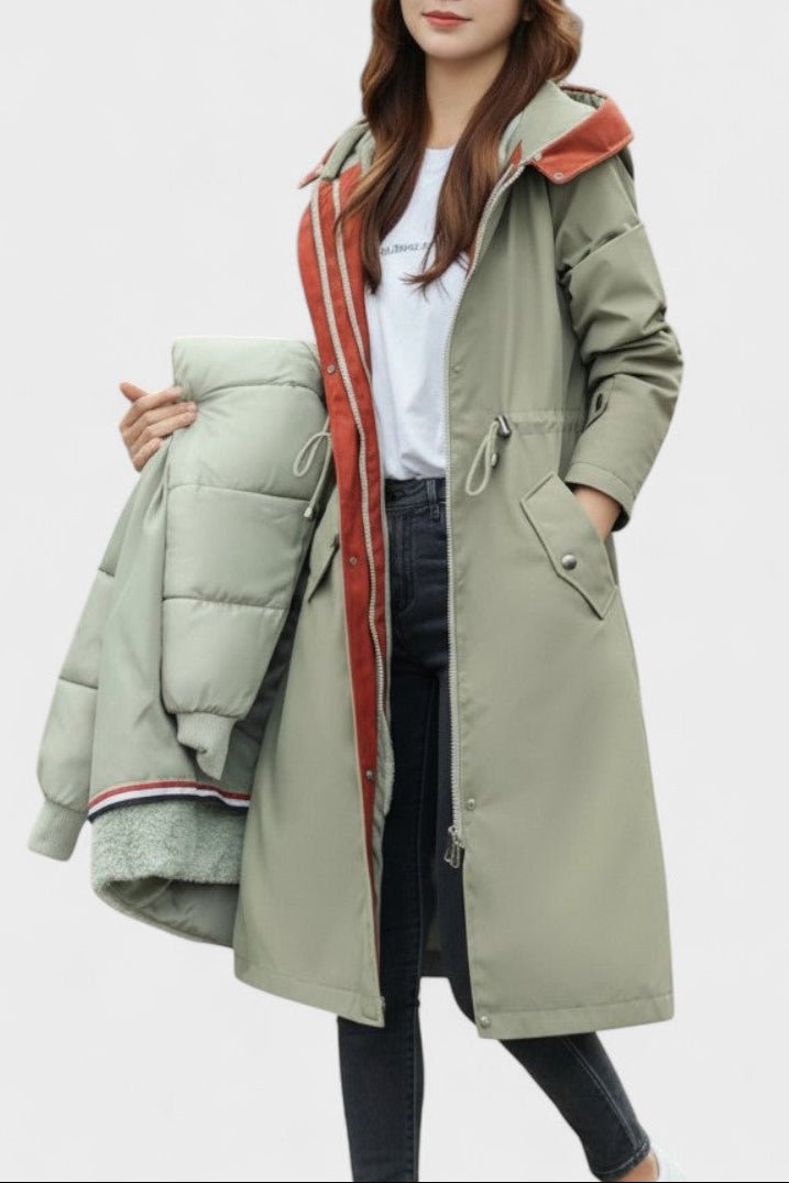 Bérénice | Manteau Long à Capuche Déperlant