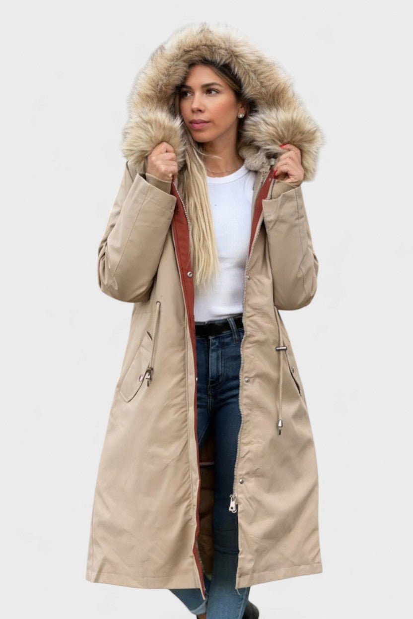 Bérénice | Manteau Long à Capuche Déperlant